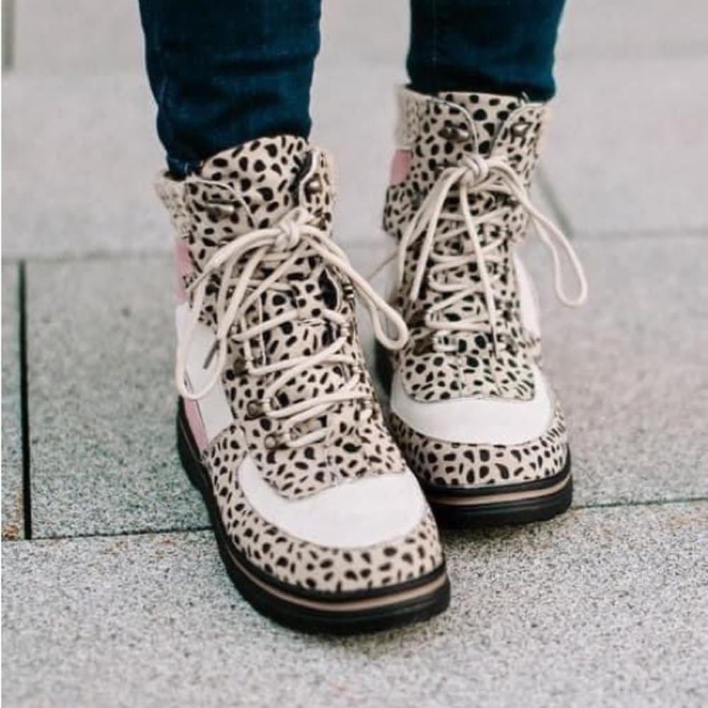 Leopard Patchwork Hiking Bootie